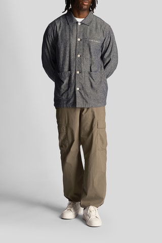 Sobrecamisa regular em linho - Azul-noite