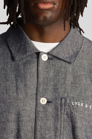 Sobrecamisa regular em linho - Azul-noite