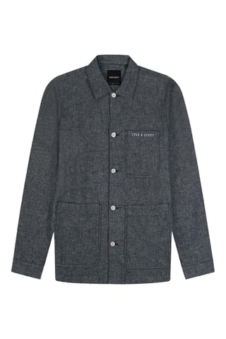 Sobrecamisa regular em linho - Azul-noite