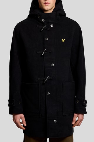 Manteau à capuche en laine - Noir