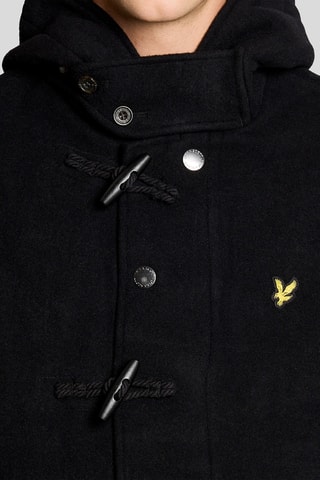 Manteau à capuche en laine - Noir