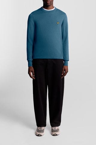 Camisola em lã merino - Azul-pato