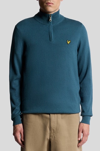 Camisola em lã merino - Azul-pato