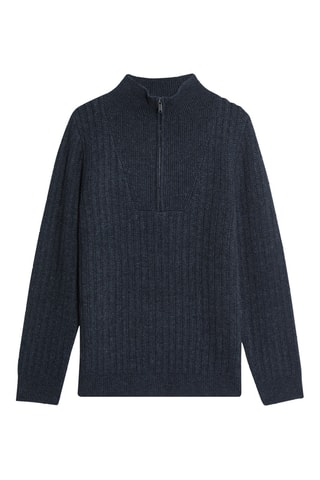 Camisola em lã de cordeiro - Azul-marinho