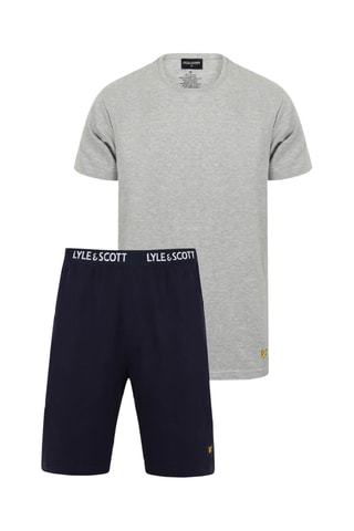 T-shirt regular e calções regular - Cinzento-claro mesclado e azul-marinho