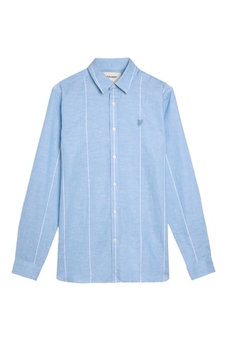 Camisa regular em linho - Azul-celeste