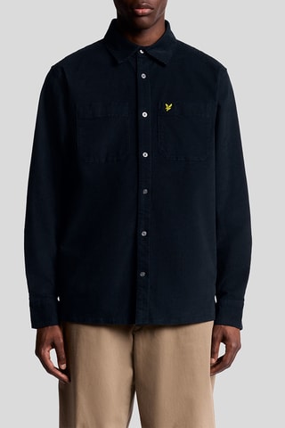 Camisa relaxed em veludo - Azul-marinho