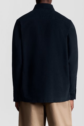 Camisa relaxed em veludo - Azul-marinho