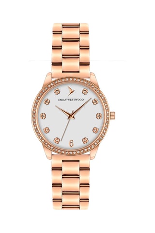 Montre à quartz en métal - Doré rose et blanc - Emily Westwood