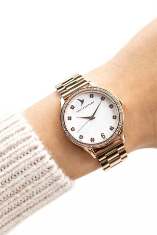 Montre à quartz en métal - Doré rose et blanc - Emily Westwood