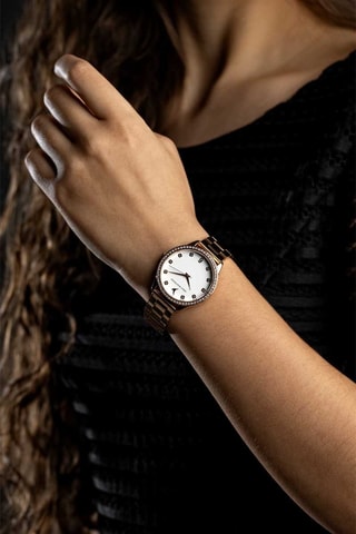 Montre à quartz en métal - Doré rose et blanc - Emily Westwood