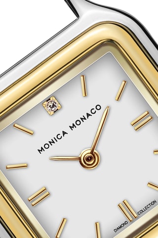 Montre à quartz en acier et diamant - Argenté et doré