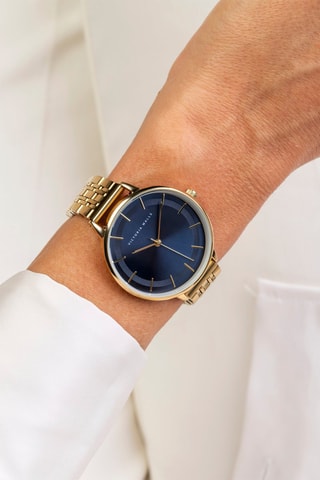 Montre à quartz en acier - Doré et bleu marine - Victoria Walls