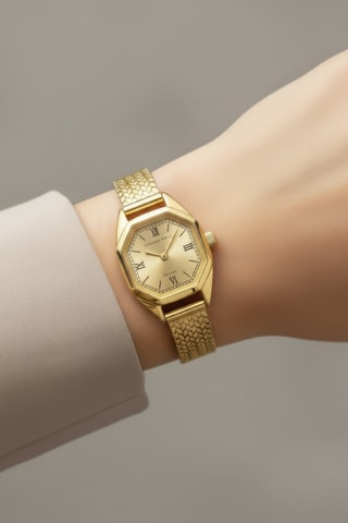 Montre à quartz en acier - Doré