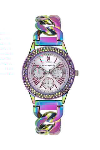 Montre à quartz en acier - Violet et turquoise