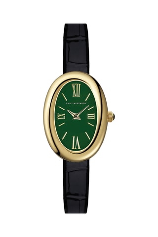 Montre à quartz en cuir - Noir et doré