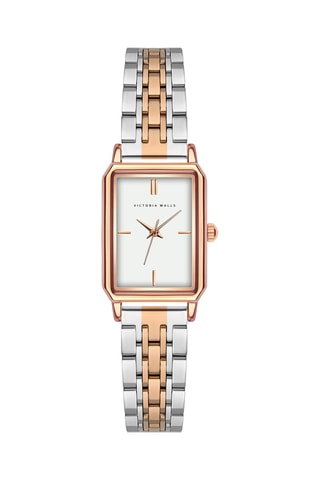 Montre à quartz en acier - Argenté et doré rose