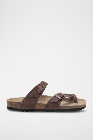 Sandálias em couro - Castanho