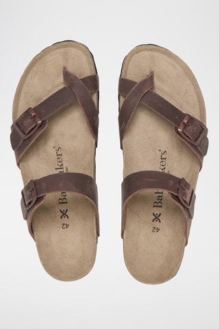 Sandálias em couro - Castanho