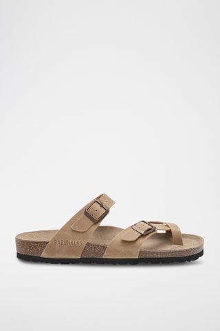 Sandálias em couro - Bege