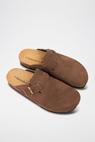 Sabot in pelle scamosciata Rosso - Marrone scuro