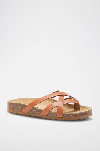 Mules em couro - 
Castanho