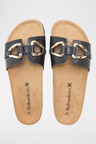 Mules em couro - 
Preto