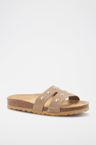 Mules em couro - 
Castanho