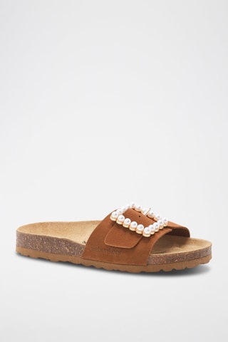 Mules em couro - 
Castanho