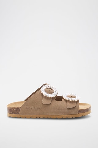 Mules em couro - 
Castanho