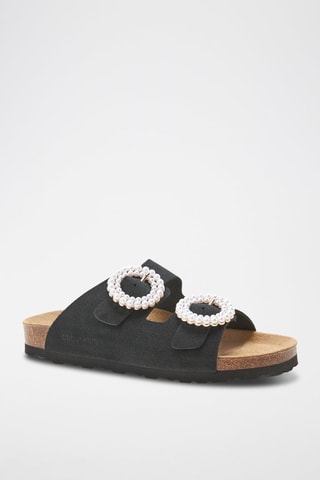 Mules em couro - 
Preto