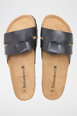 Mules em couro - 
Preto