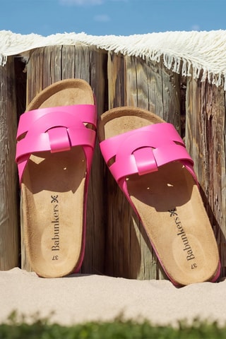 Mules em couro - 
Rosa