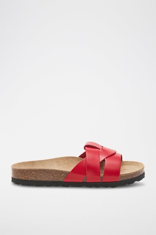 Mules em couro - 
Vermelho