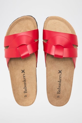 Mules em couro - 
Vermelho