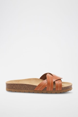 Mules em couro - 
Castanho