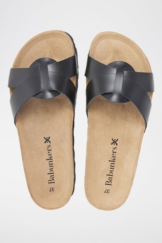 Mules em couro - 
Preto