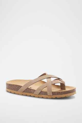 Mules em couro - 
Castanho