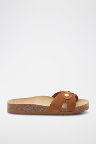 Mules em couro - 
Castanho