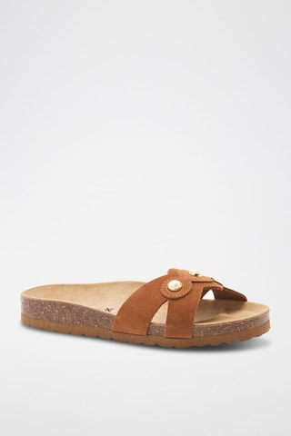 Mules em couro - 
Castanho