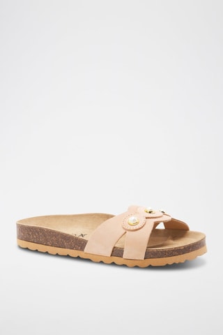 Mules em couro - 
Rosa-claro