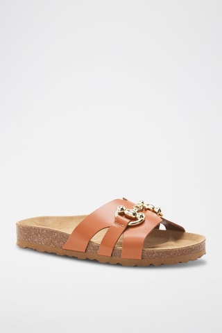 Mules em couro - 
Castanho