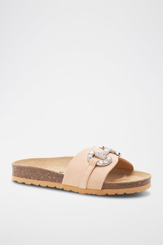 Mules em couro - 
Rosa-claro