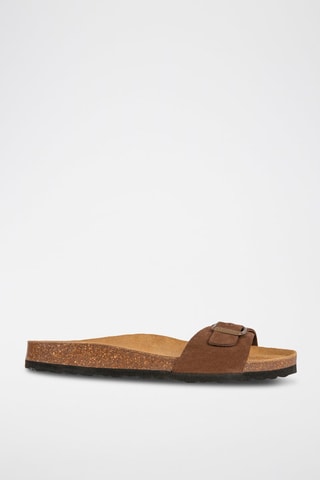 Mules de nobuck Castanho