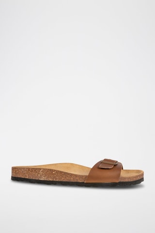 Mules de couro Kloe Castanho