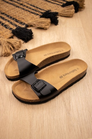 Mules de couro Kloe Preto