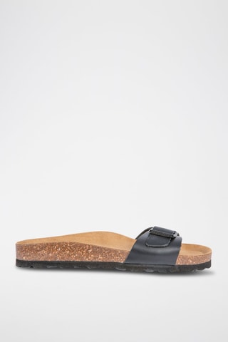 Mules de couro Kloe Preto