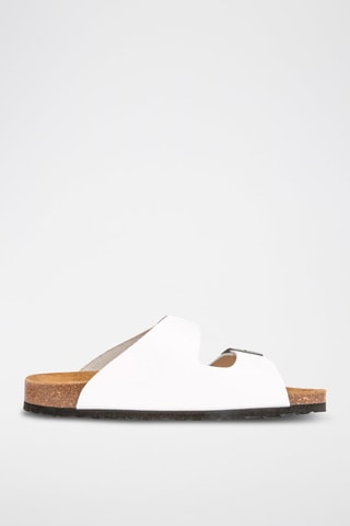 Mules de couro Branco