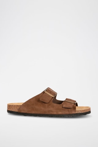 Mules de nobuck Castanho