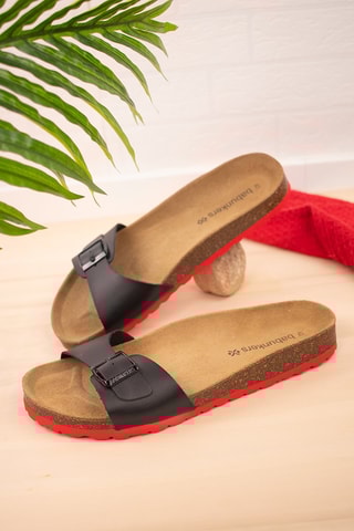 Mules de couro Preto